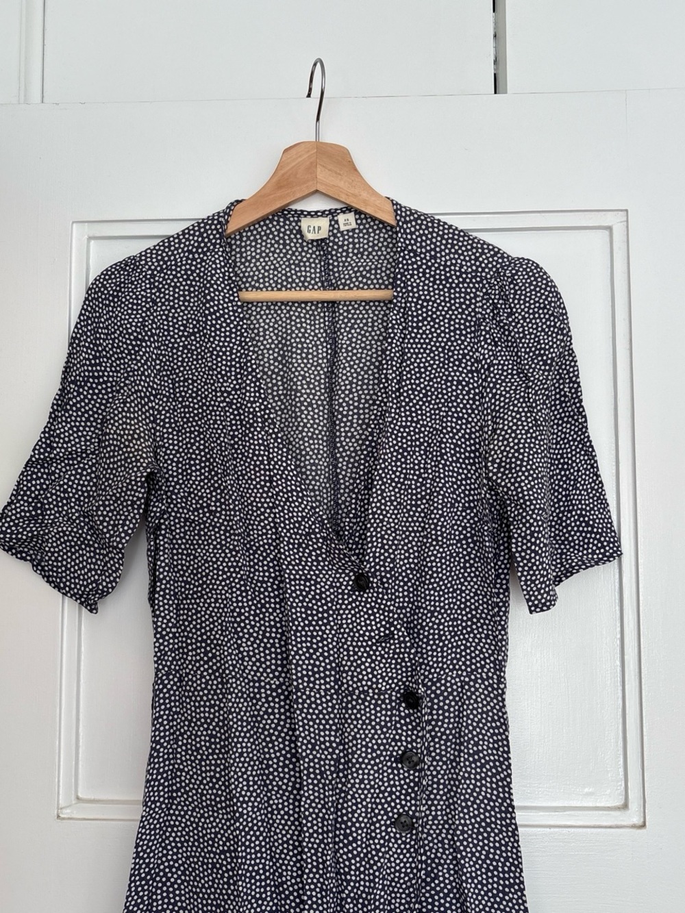 GAP Navy and White Dot Button-Front Dress